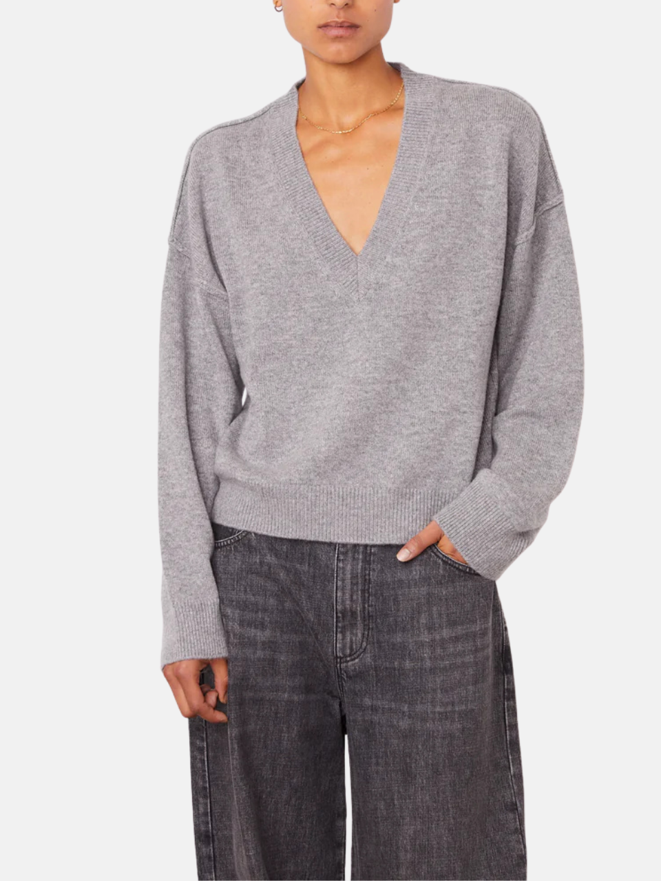 Officine Générale Misty Sweater Light Heather Grey Kaschmirpullover Damen