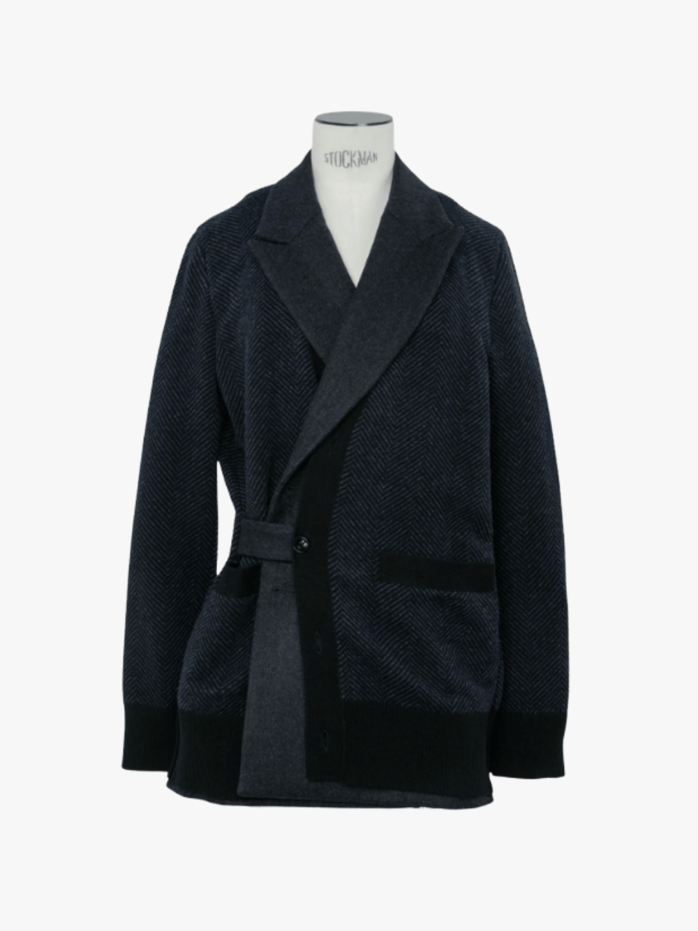 Sacai Double-Faced Herringbone x Wool Knit Jacke Navy Damen