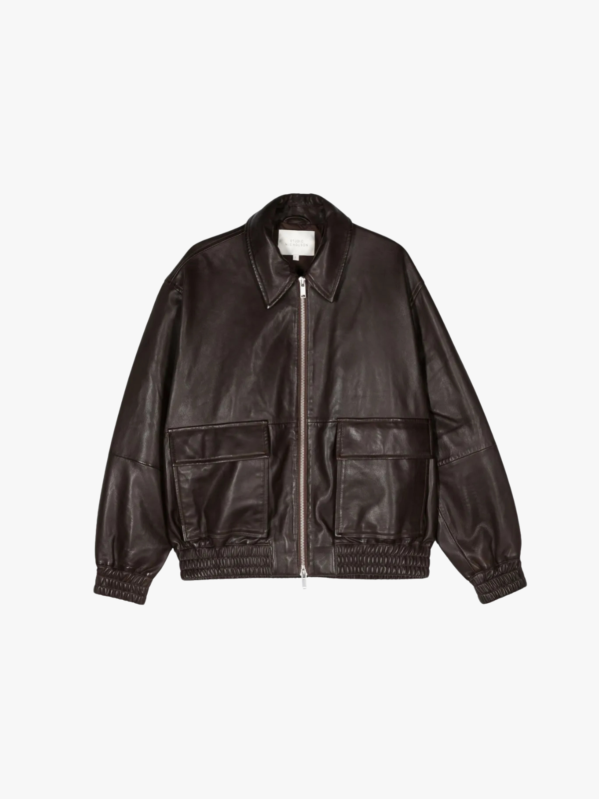 Studio Nicholson Piston Lederjacke mit Reißverschluss Braun Herren