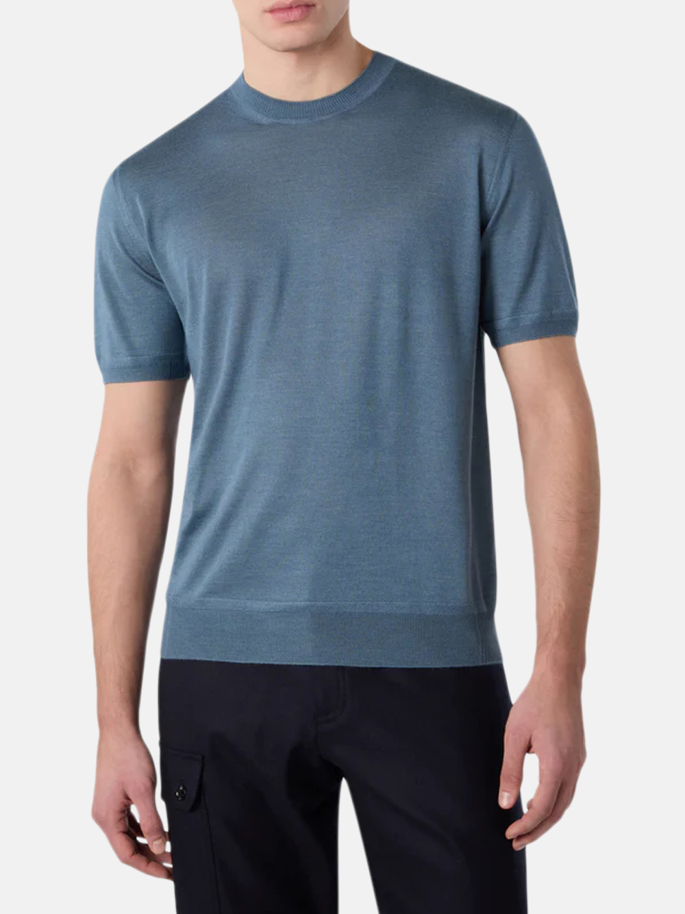 Brett Johnson Cashmere-Silk Kurzarm-T-Shirt Navy Herren