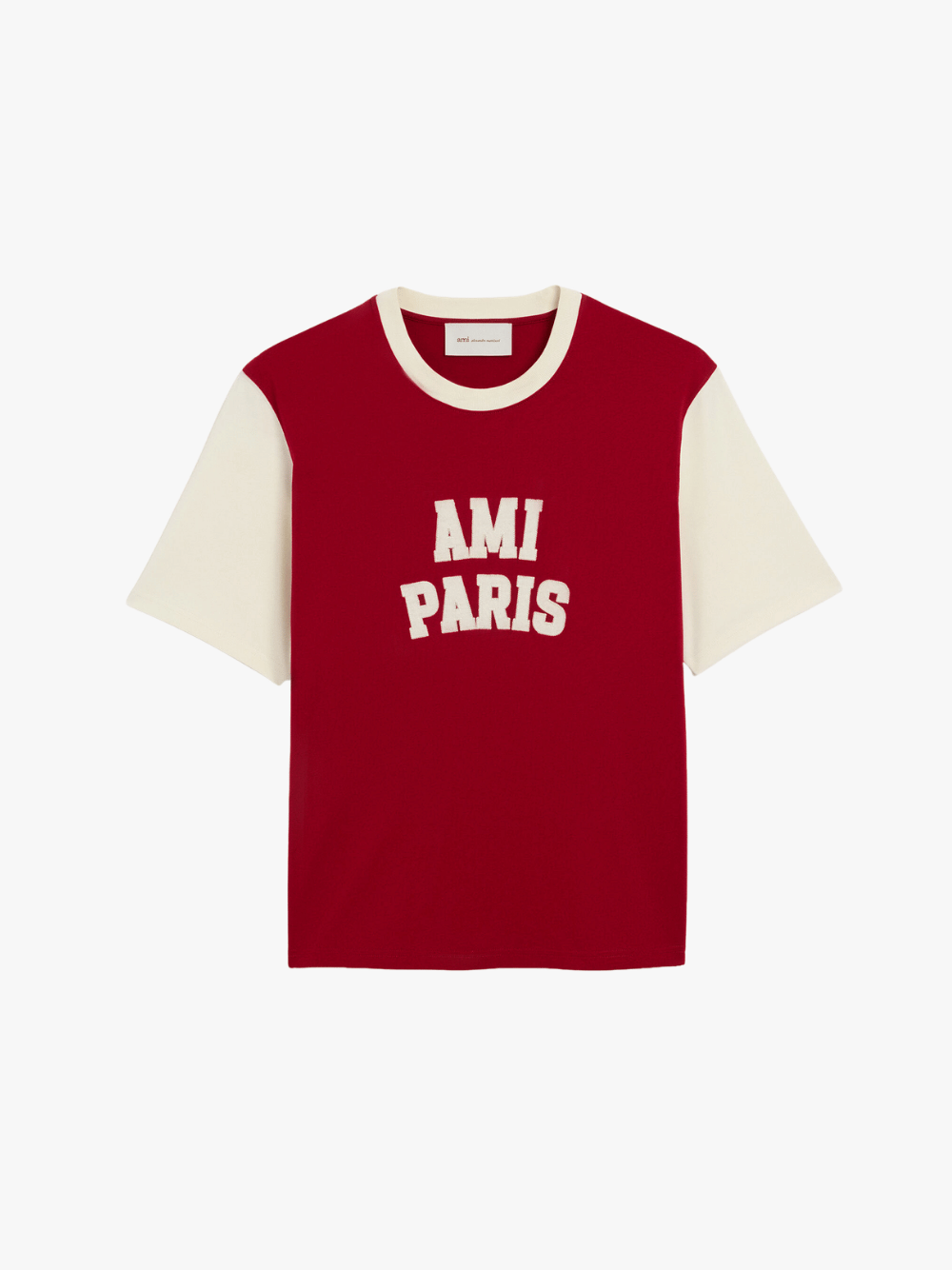 Ami Paris Rotes T-Shirt aus Baumwolle mit Ami Paris Stickerei Rot Herren
