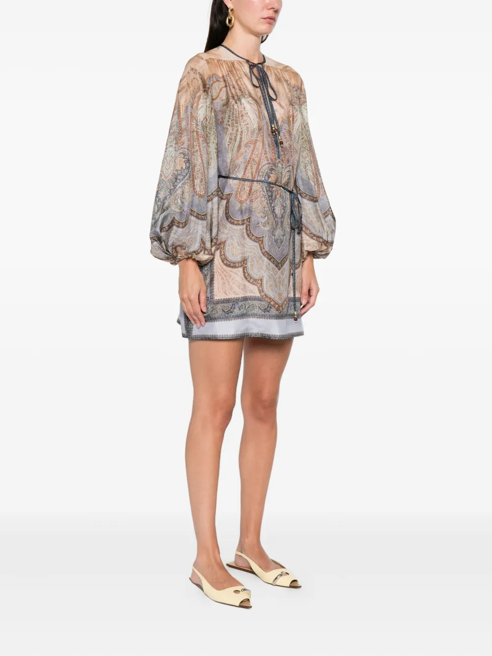 ZIMMERMANN Wanderlust Minikleid mit Schleifenkragen Blau Damen