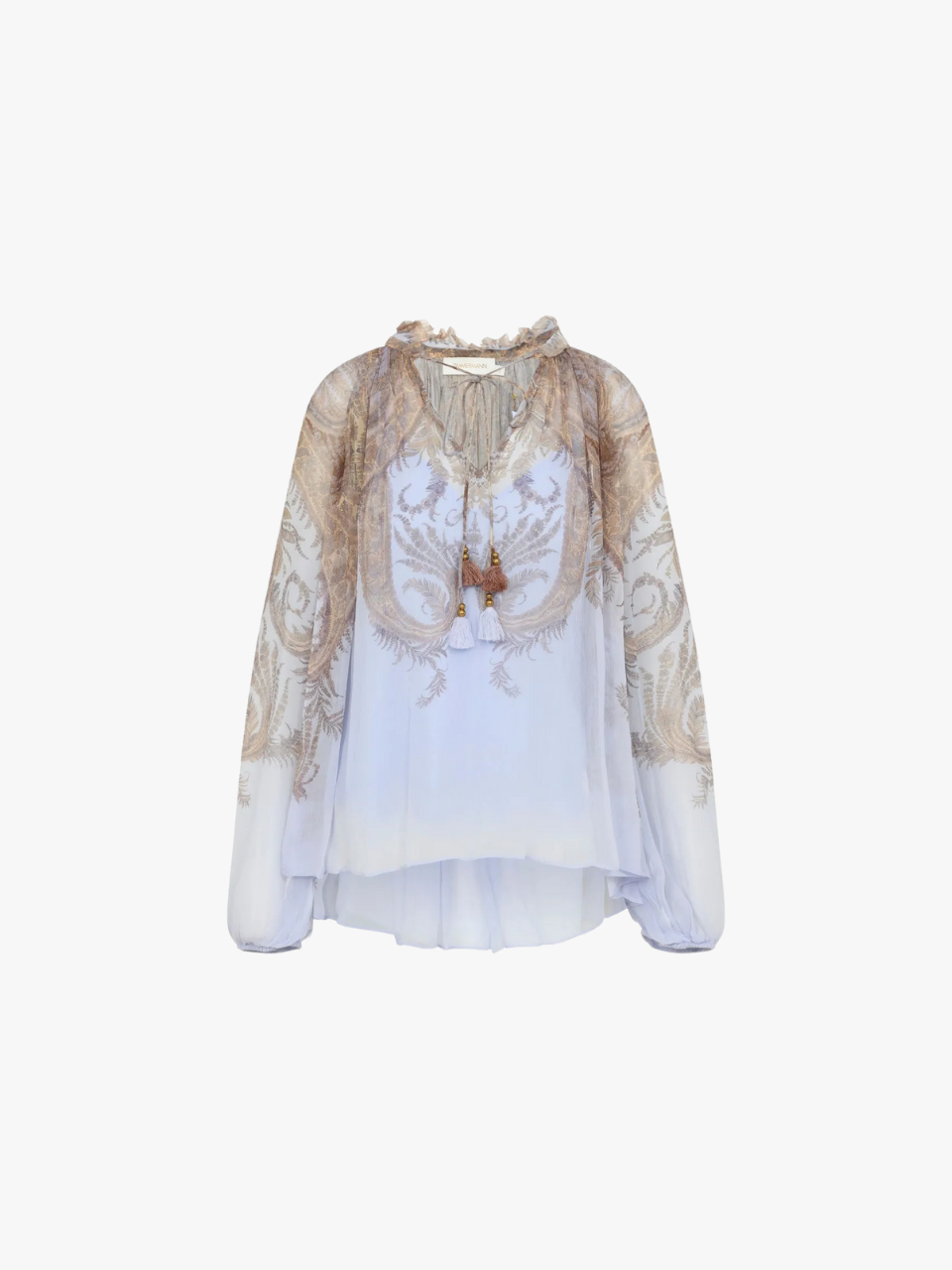ZIMMERMANN Bluse mit Paisley-Print und Rüschen Lila Damen