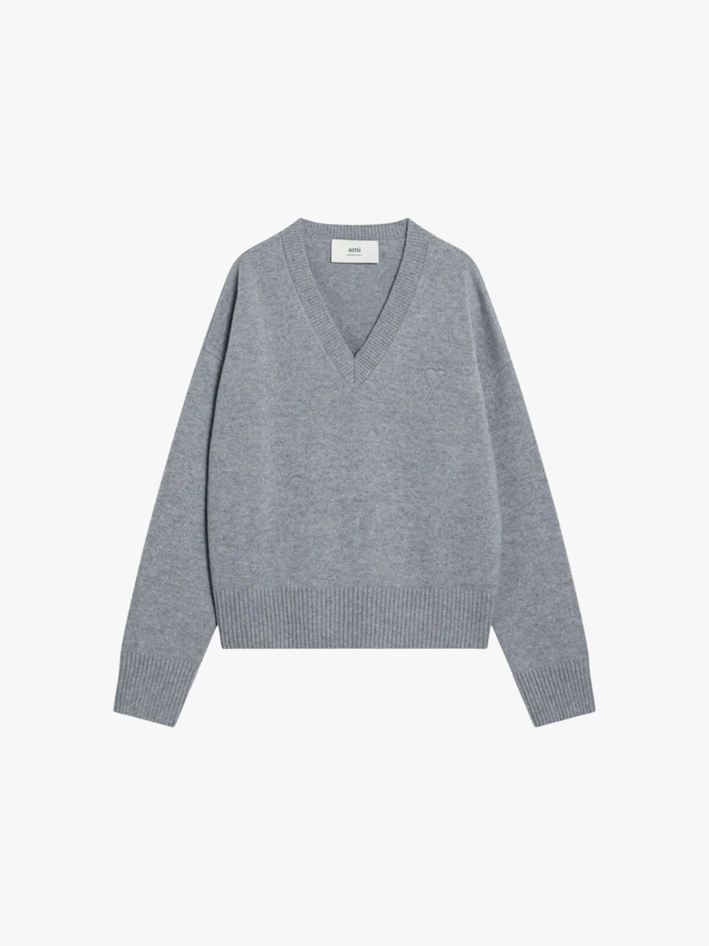 AMI Paris Pullover mit V-Ausschnitt Grau Herren