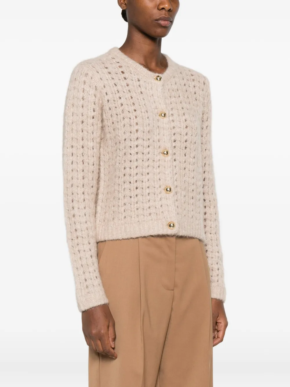 Frame Strickjacke mit Knopfleiste Mauve Damen Frame Strickjacke mit Knopfleiste Mauve Damen
