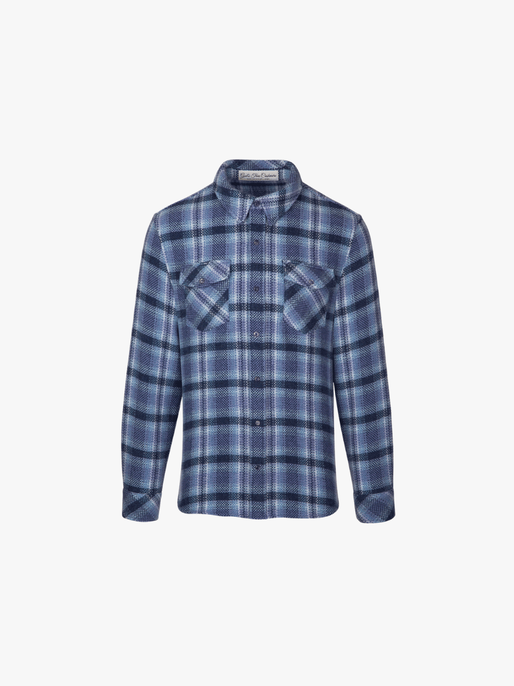 God's True Cashmere Blue Uniform Plaid Shirt Men