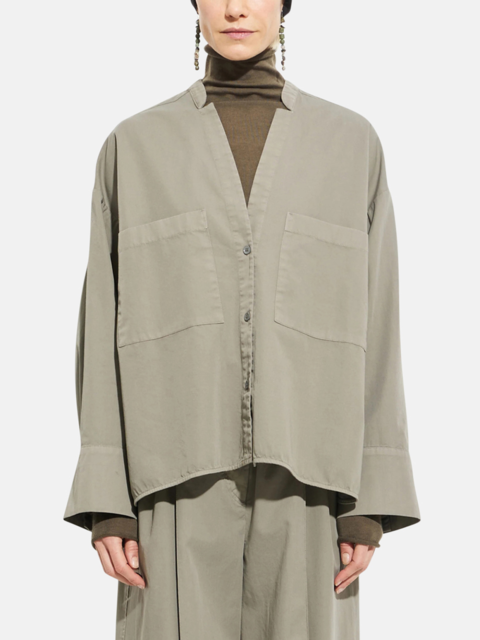 Christian Wijnants Tashvid V-Neck Shirt Mud Braun Damen