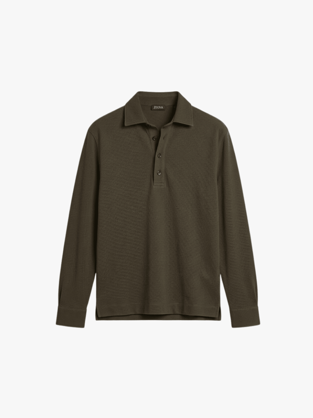 Zegna Cotton and Silk Piquet Polo Shirt in dunklem Olivgr√ºn Herren