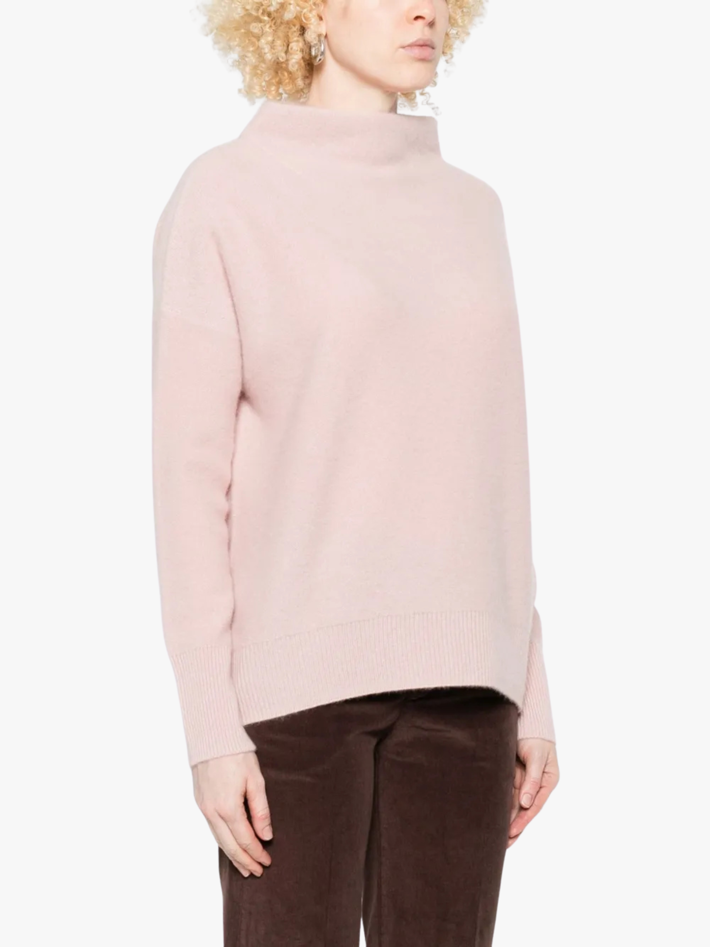 Vince Hochgeschlossener Boxy Pullover Rosa Damen