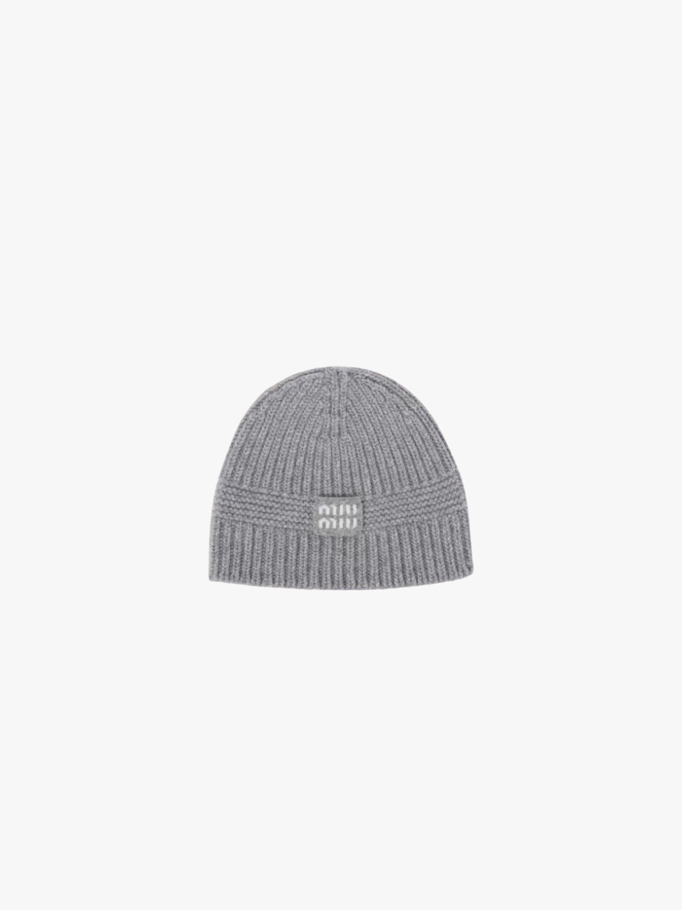 Miu Miu Beanie mit Logo-Patch Mittelgrau Damen