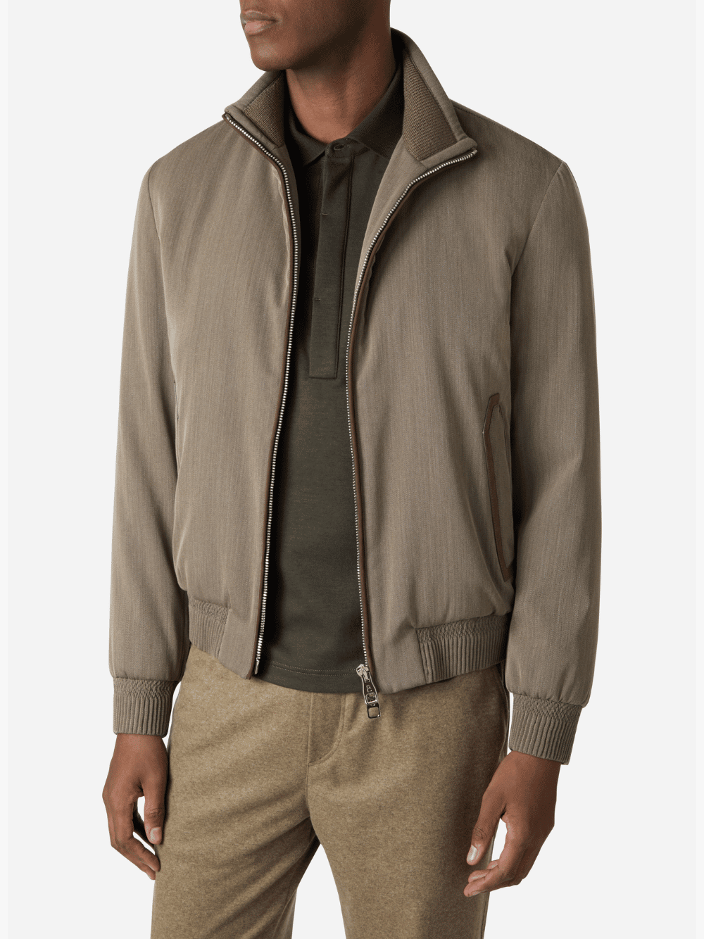 Brett Johnson Technical Wool Blouson Jacket Beige Men's