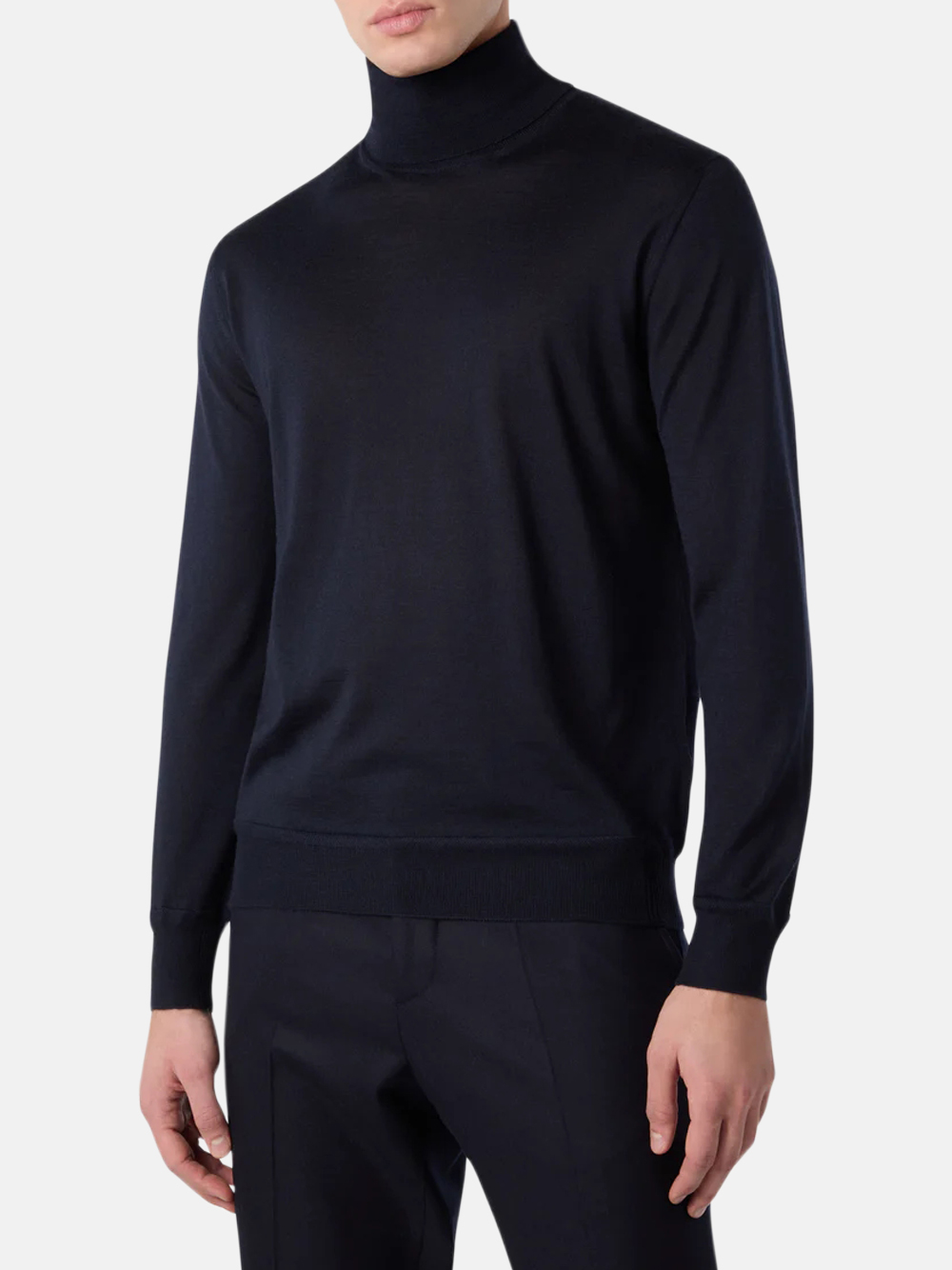 Brett Johnson Cashmere‑Silk Turtleneck Navy Herren