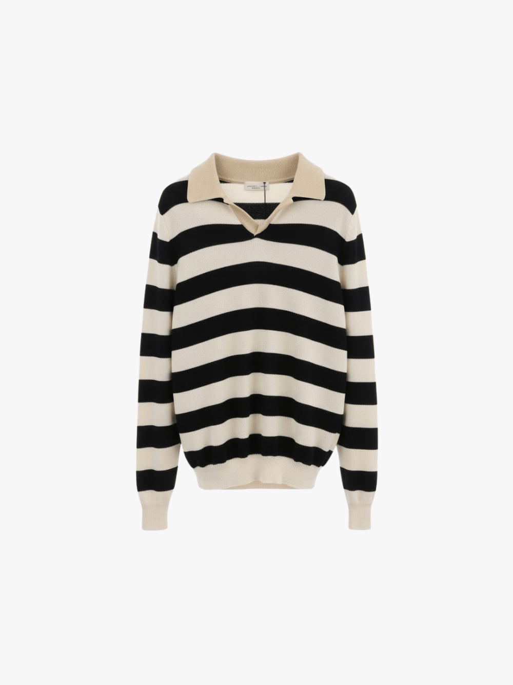 Roberto Collina Bicolor Gestreiftes Polo Weiß/Schwarz Herren