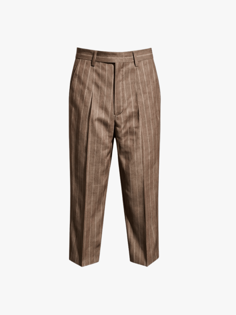 Brett Johnson Linen Single Pleat Pants Mocha Pinstripe Brown Men's