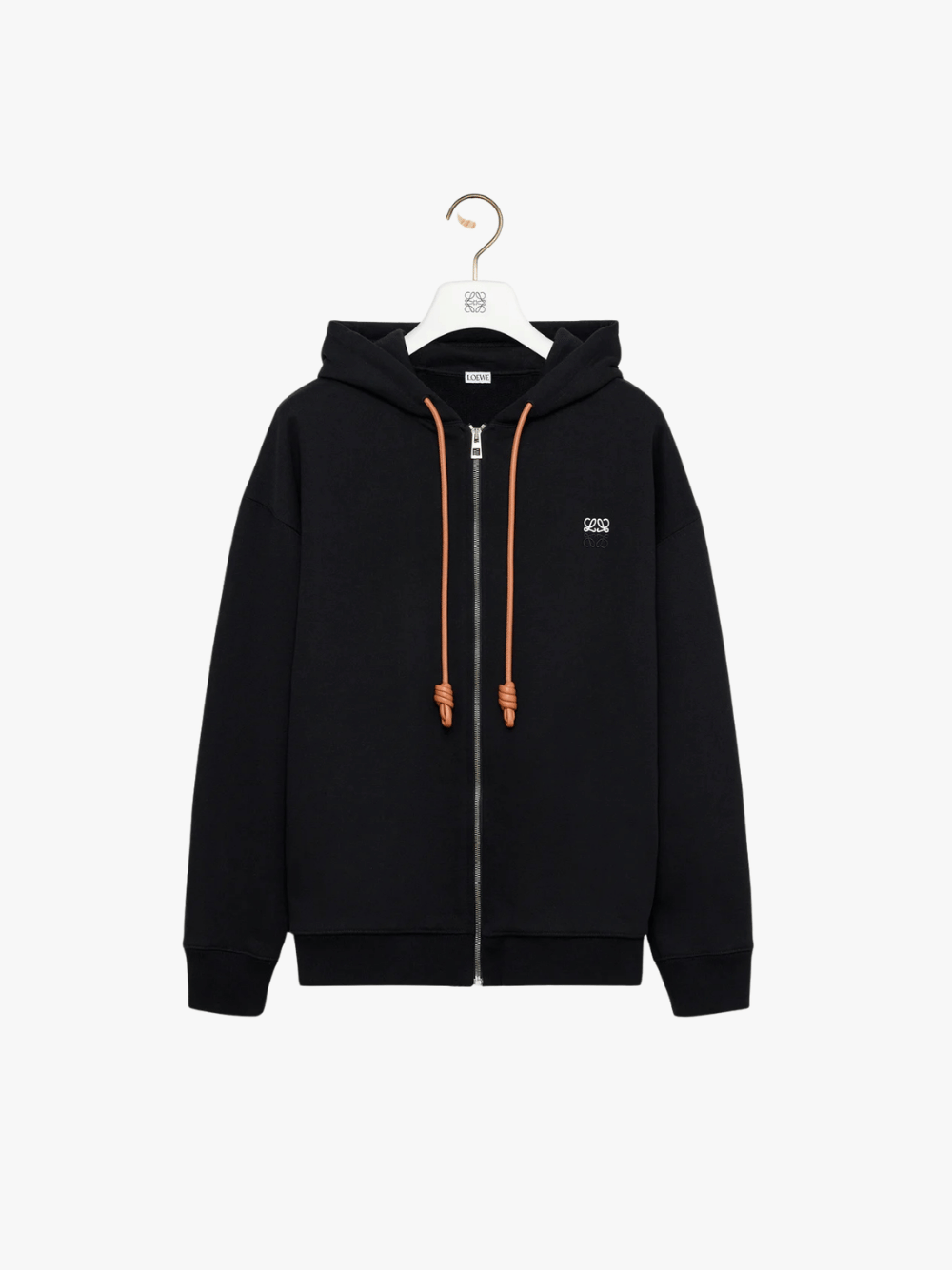 LOEWE Zip-Up Hoodie in Cotton Black Men