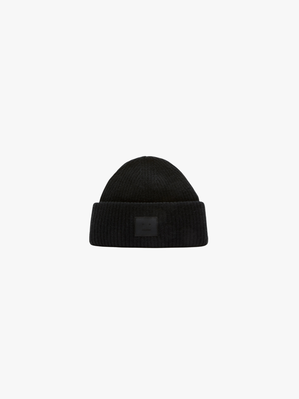 Acne Studios Beanie Large Face Logo Yak-Wolle Schwarz Herren