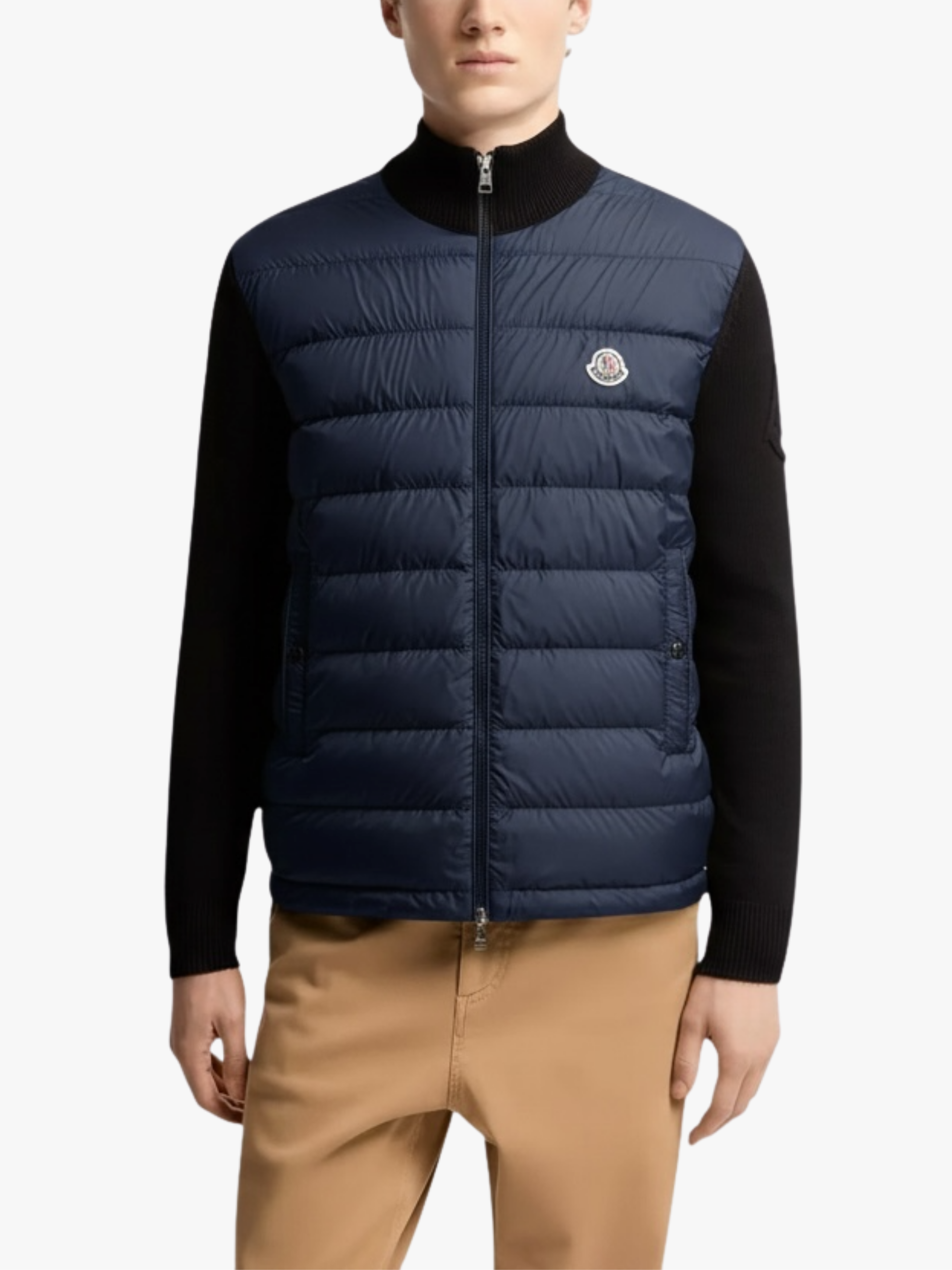 Moncler Padded Zip-Up Cotton Cardigan Navy Herren
