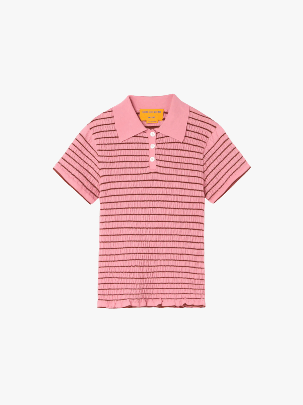 Guest In Residence Smocked Shrunken Polo Sprinkle Burnt Sienna Rosa Damen