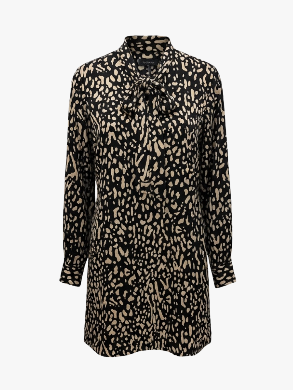 Nili Lotan Grenelle-Kleid mit Schleife am Halsausschnitt Schwarz mit Leopardenmuster Damen