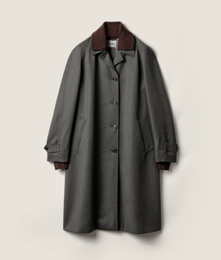 Miu Miu Einreihiger Mantel aus Cover-Stoff Schiefergrau Damen