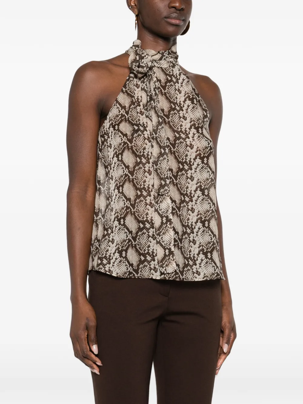 Nili Lotan Alla top with snake print and halter neck Brown Women