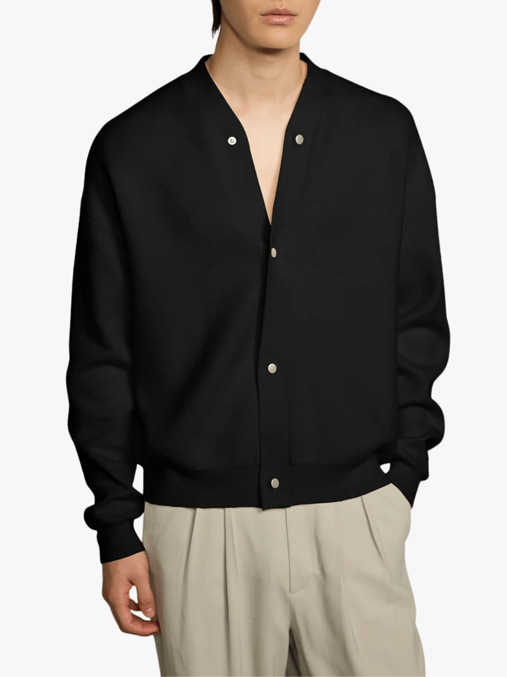 Kiefermann Metrioss Moderne Strickjacke aus Baumwolle-Wolle-Garn Schwarz Herren