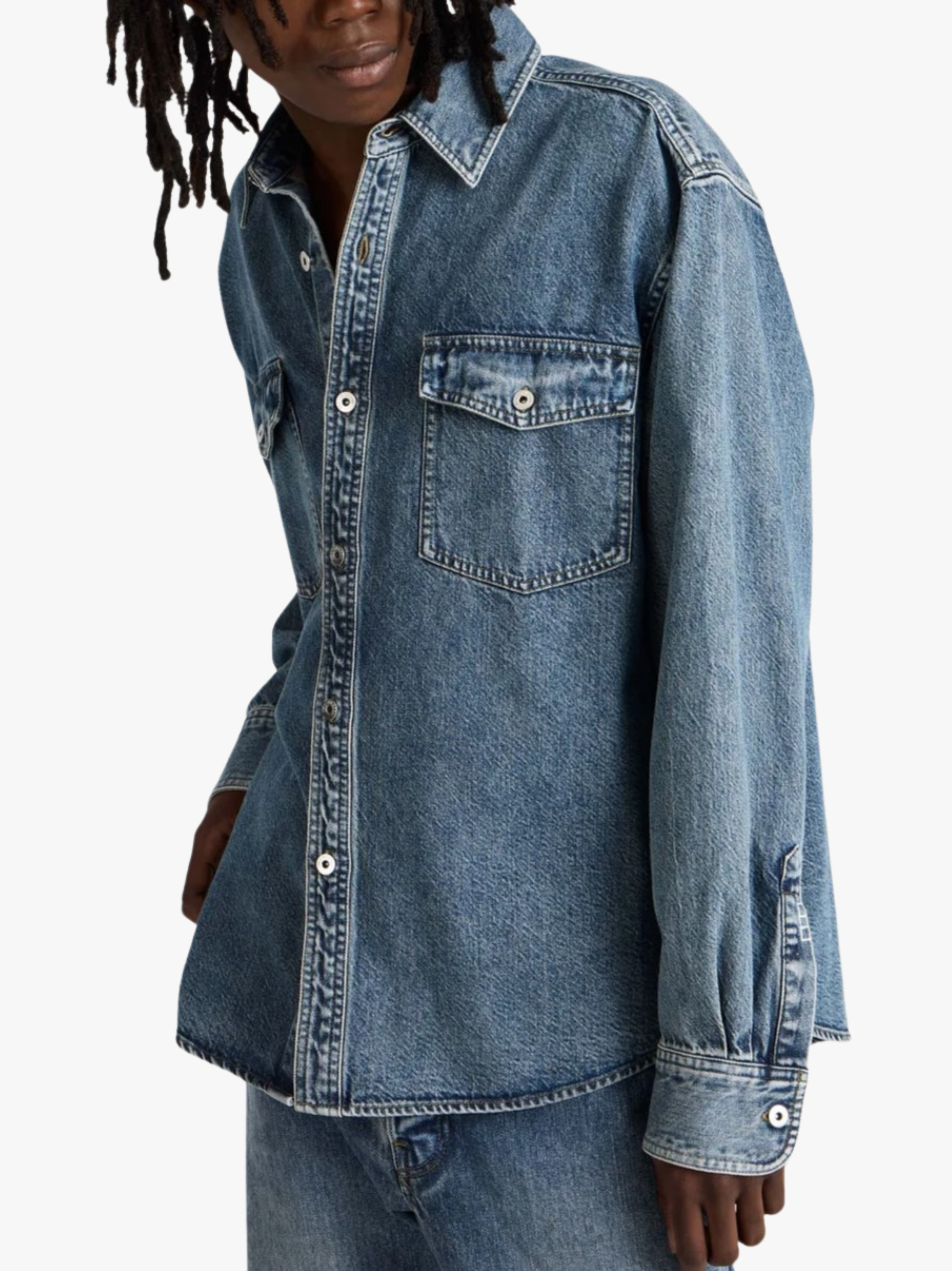 JW Anderson Oversized Mittelblau Hemd Herren