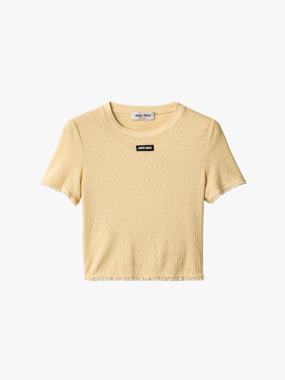 Miu Miu MT2206 Garment‑Dyed Baumwoll Top Creme Damen