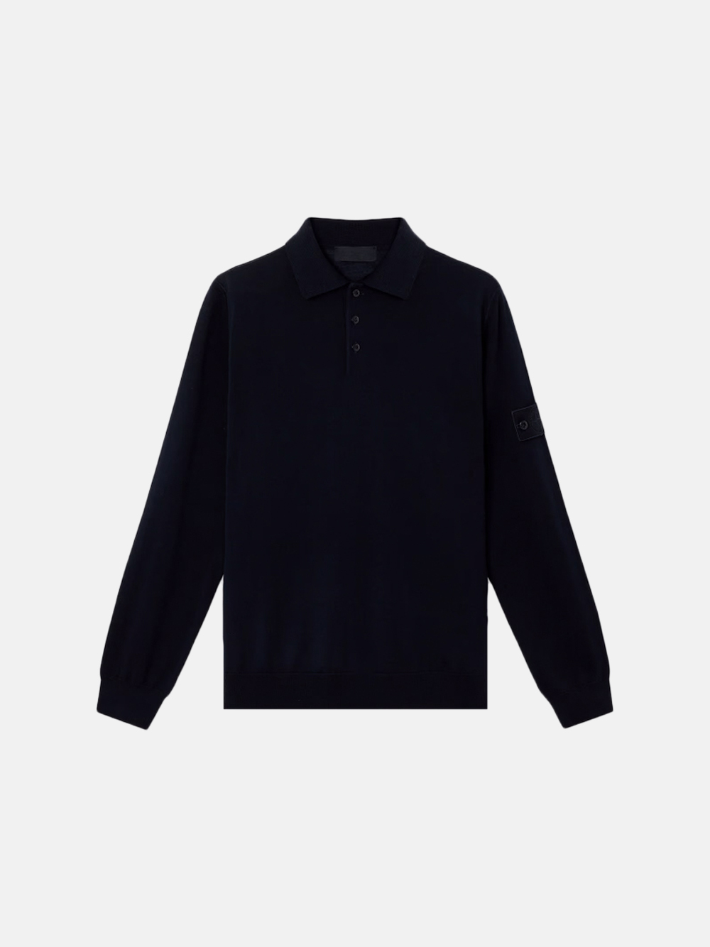 Stone Island Ghost Langarm-Polopullover Pure Light RWS Wolle Navy Herren