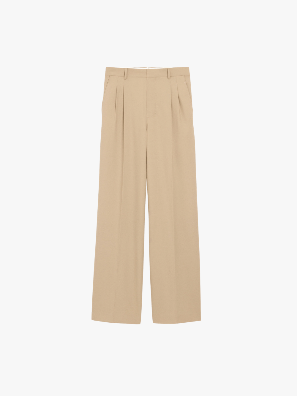 Ami Paris beigefarbene Hose mit niedriger Taille und weitem Bein