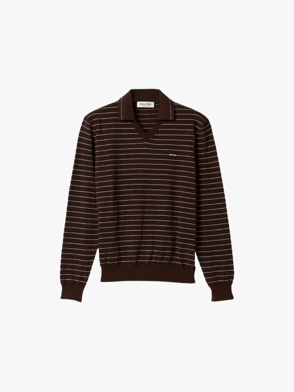 Miu Miu Pullover aus Baumwolle mit V-Ausschnitt Kakaobraun Damen