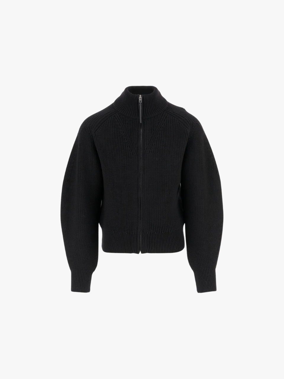 Jacquemus Merinowolle-Strickjacke mit Reißverschluss vorne Schwarz Herren