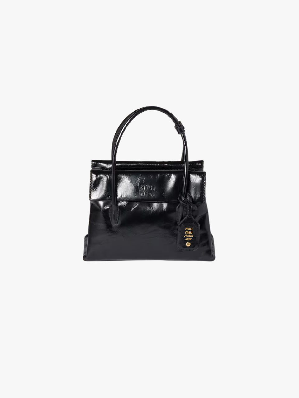 Miu Miu Solitaire Lackleder Tasche Schwarz Damen
