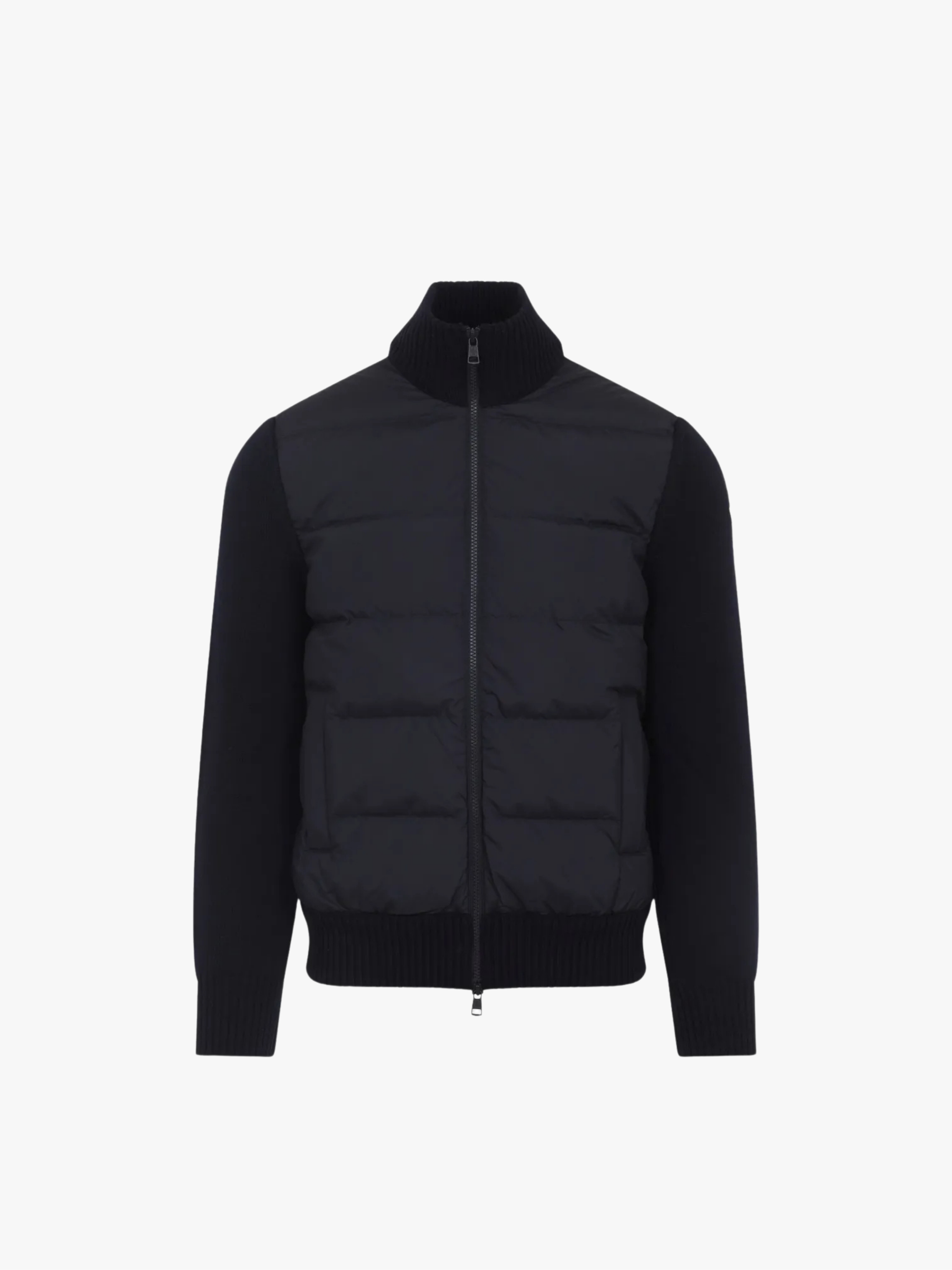 Moncler Quilted Jacket with Zipper Navy Men