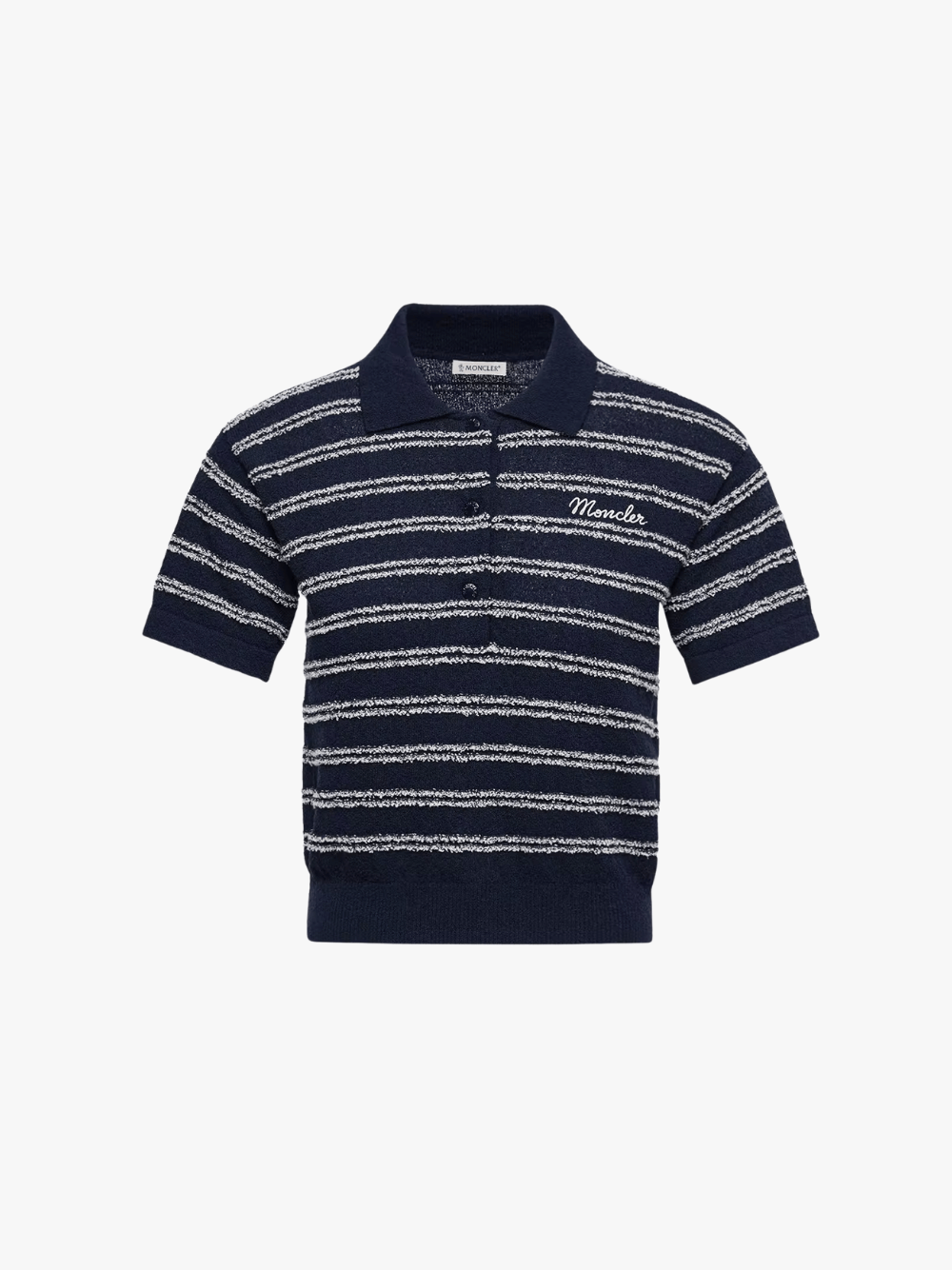 Moncler Poloshirt Bouclé‑Krepp Navyblau Damen