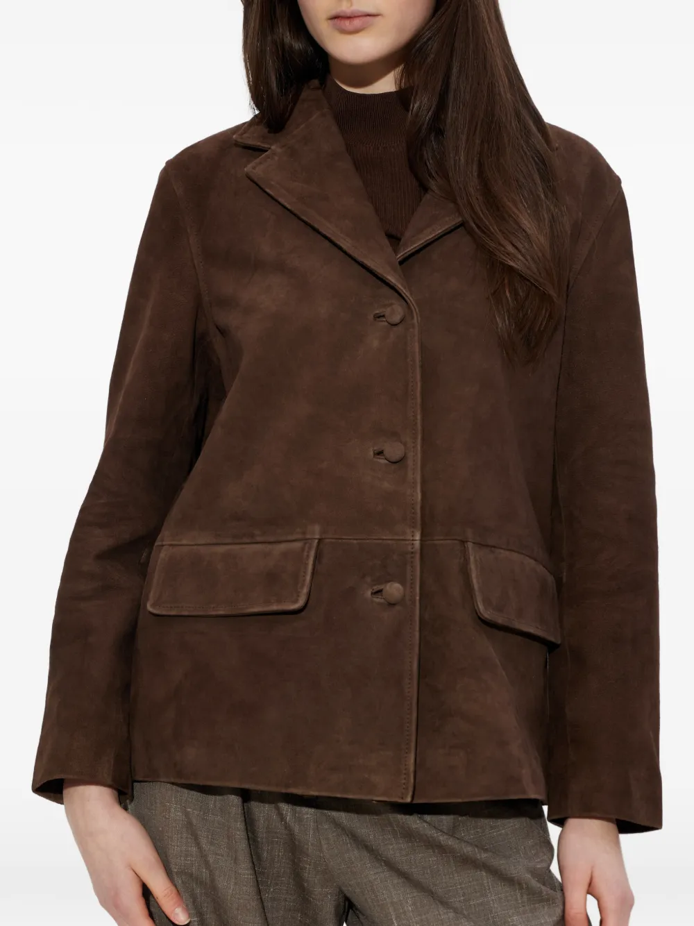 Officine Générale Kataline Jacket Goat Suede Leather Brown Wildleder-Jacke Damen
