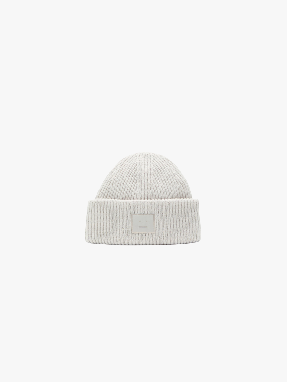 Acne Studios Beanie Large Face Logo Yak-Wolle Weiß Herren