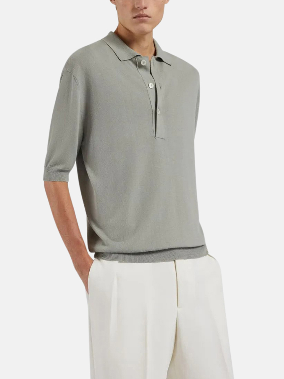 Polo Shirt by Lardini in Sage Green