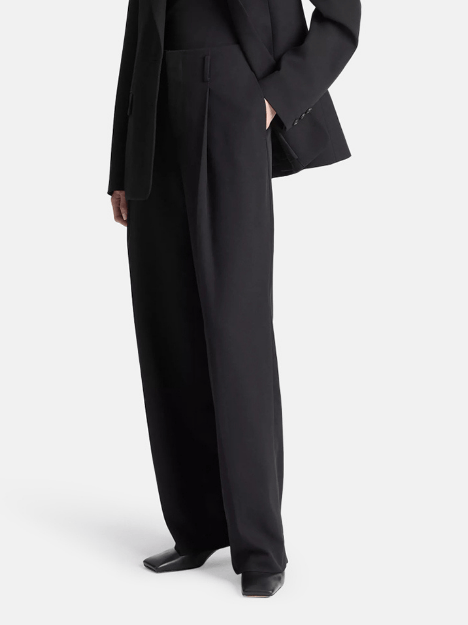 Vince High-Waist Pleated Trouser Schwarz Damen