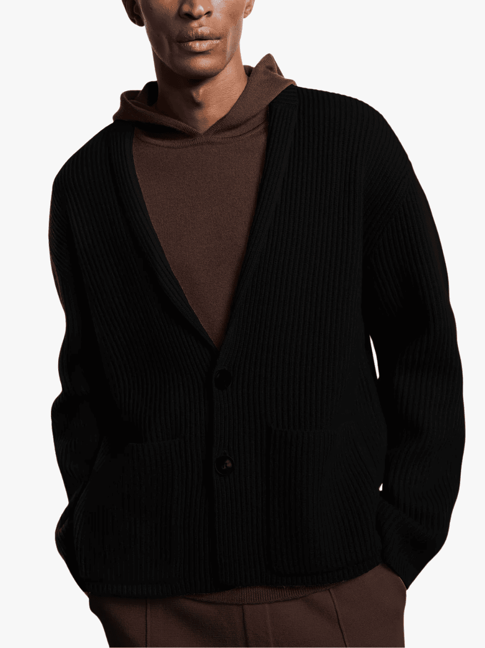 Kiefermann Tjarko Merino Rib Cardigan Black Men