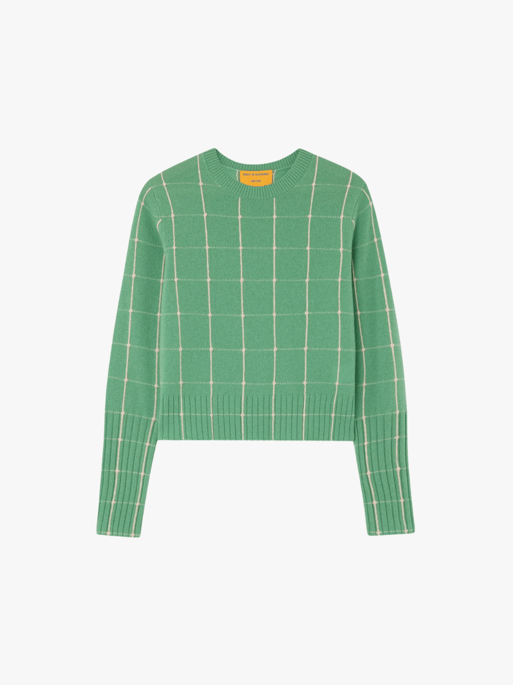 Guest in Residence Shrunken Checker Crew Pullover Highland/Sandstone Grün Damen