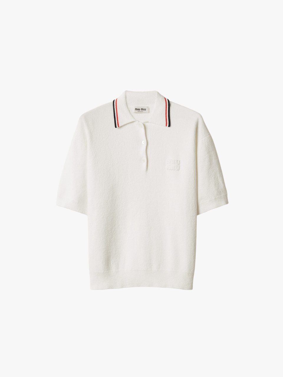 Miu Miu cotton knit polo shirt white women