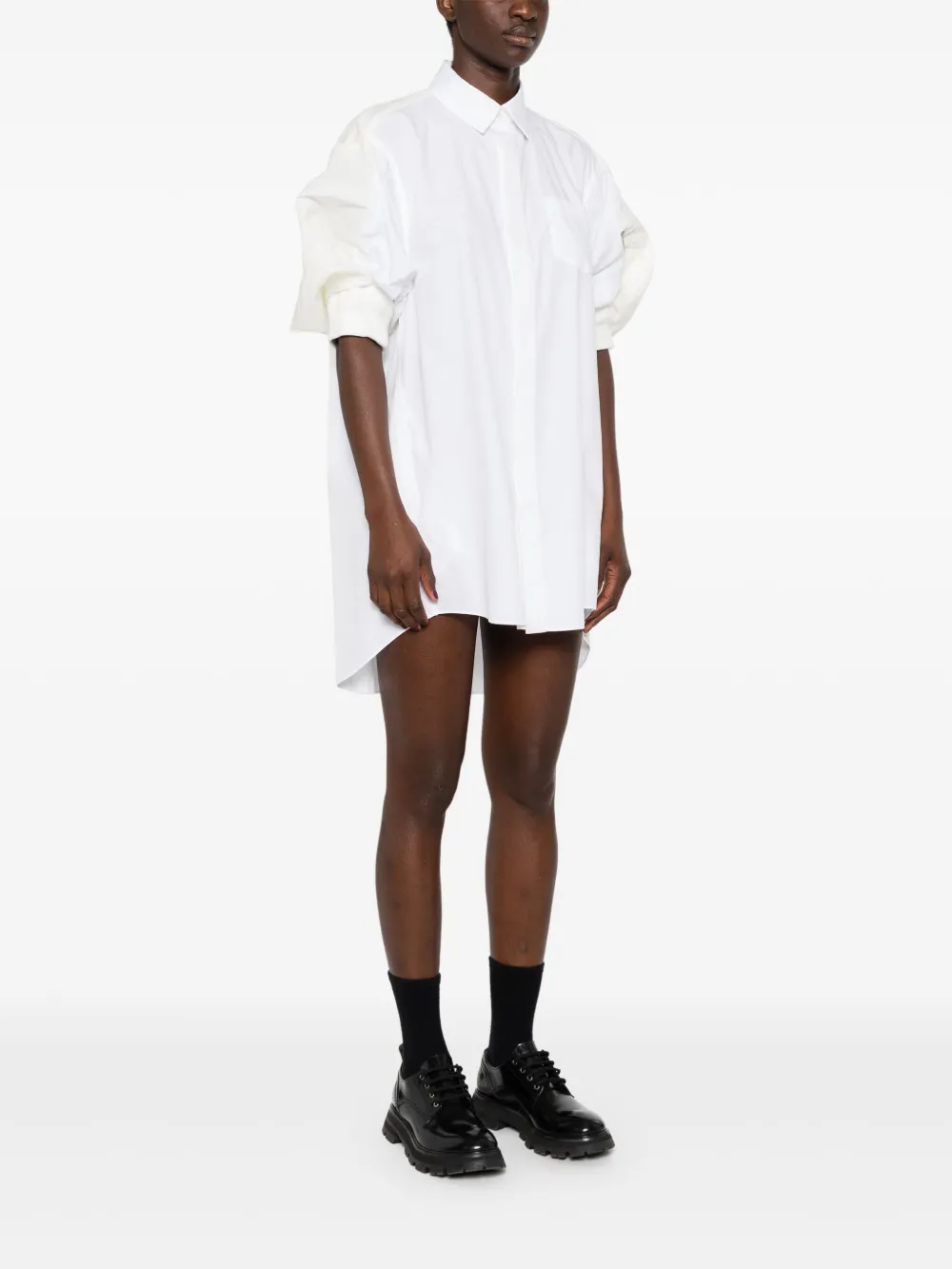Sacai Poplin Mini Dress White Women Sacai Poplin Mini Dress White Women