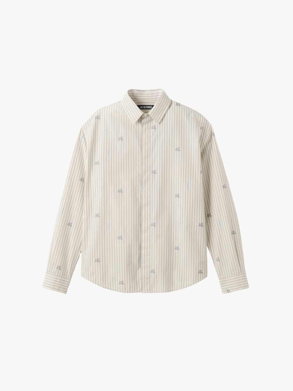 Jacquemus Simon Langarmshirt Jacquard Stripes Logo Ecru Herren
