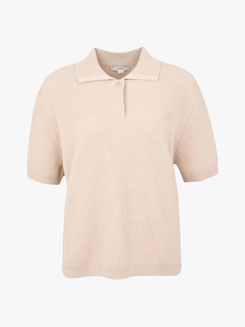 Vince Ribbed Polo Shirt Beige Women Vince Ribbed Polo Shirt Beige Women
