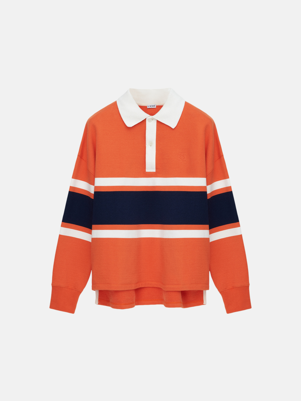 Loewe Long Sleeve Polo Shirt in Cotton Orange/Navy Men's Polo Shirt