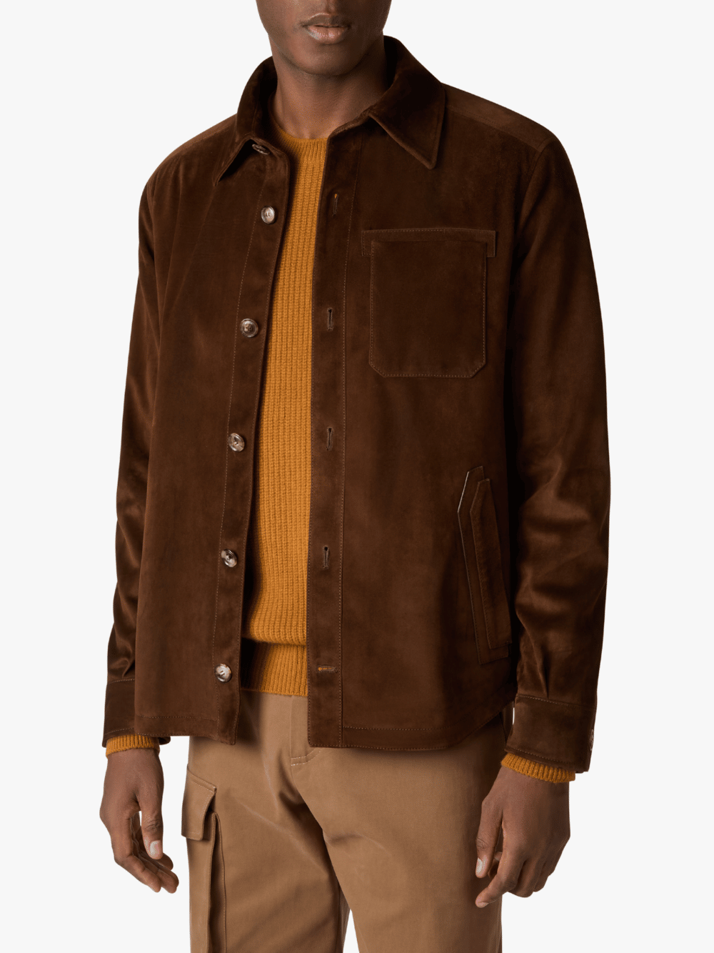 Brett Johnson Wildleder Hemd Jacke Braun Herren