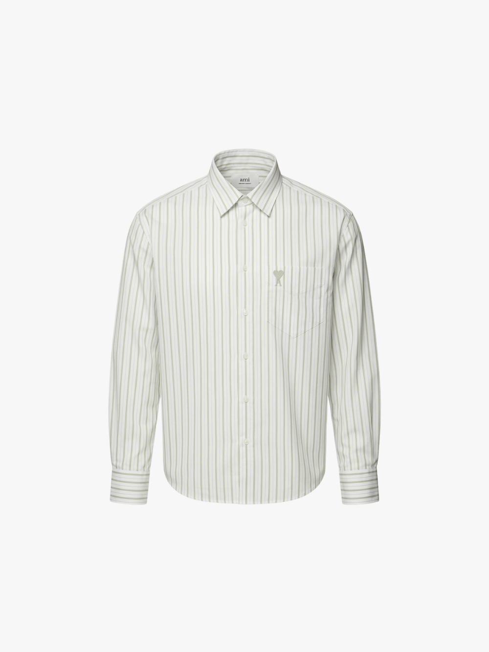 Ami Paris Ami de Coeur White Striped Long-Sleeve Shirt for Women