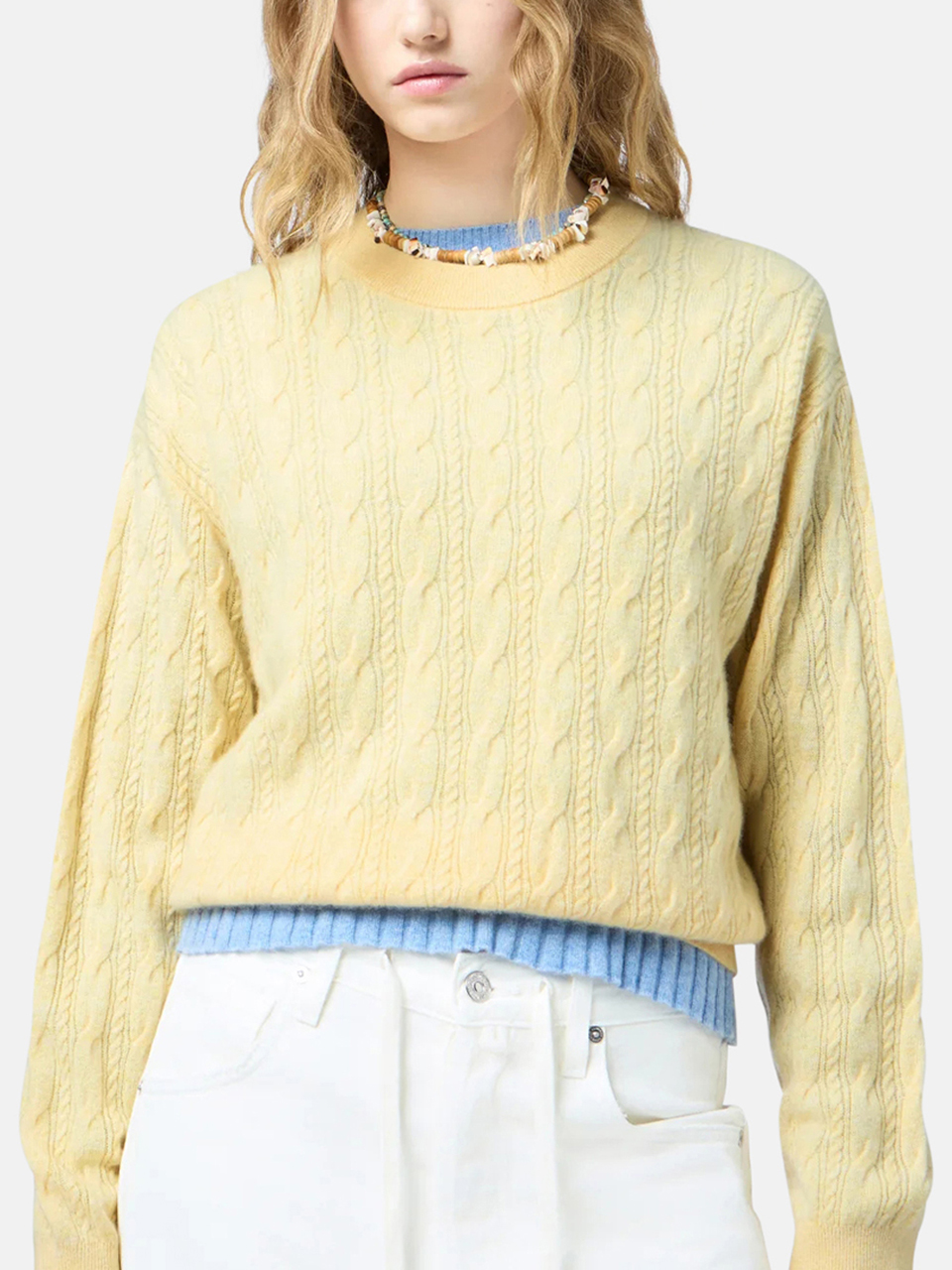 Guest in Residence Cable Collegiate Crewneck Sweatshirt Butter Damen