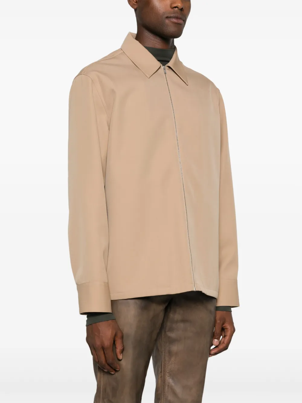 Jil Sander Hemdjacke aus Wolle Beige Herren